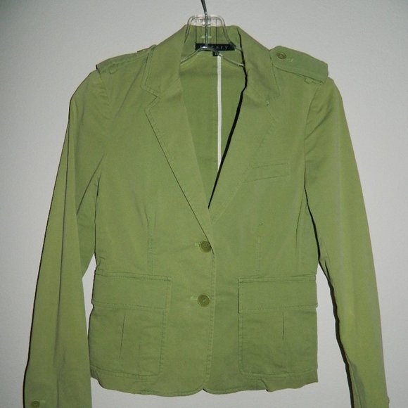 Theory Apple Green Cotton Classic Everyday Unlined Jacket/Blazer Size 0 - Picture 3 of 15